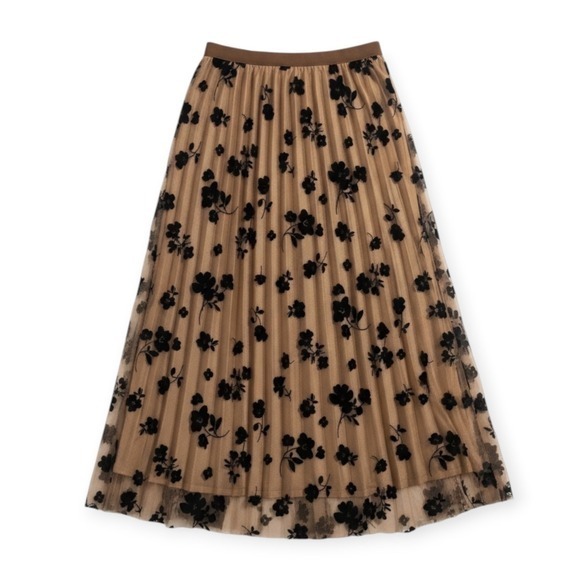 New Mix Dresses & Skirts - New Mix Pleated Midi Tulle Skirt Brown Medium Womens